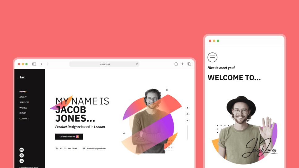 Landing page персональное портфолио Jacob Jones
